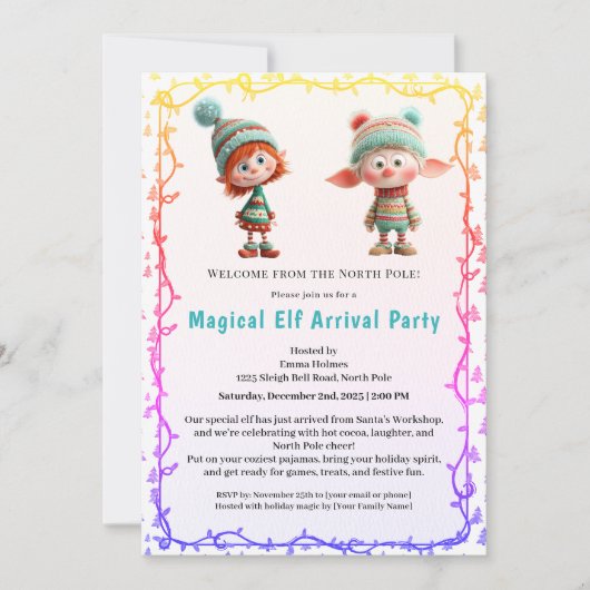 Welkom Elf Feest | Aankomst Viering Noordpool Kaart (Voorkant)