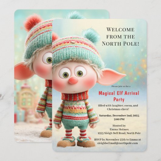Welkom Elf Feest | Aankomst Viering Noordpool Kaart (Voorkant / Achterkant)