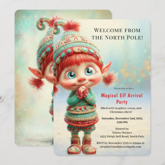 Welkom Elf Feest | Aankomst Viering Noordpool Kaart (Voorkant / Achterkant)