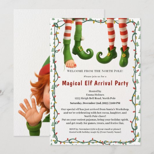 Welkom Elf Feest | Aankomst Viering Noordpool Kaart (Voorkant / Achterkant)