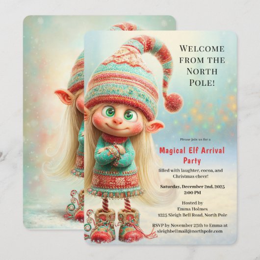 Welkom Elf Feest | Aankomst Viering Noordpool Kaart (Voorkant / Achterkant)