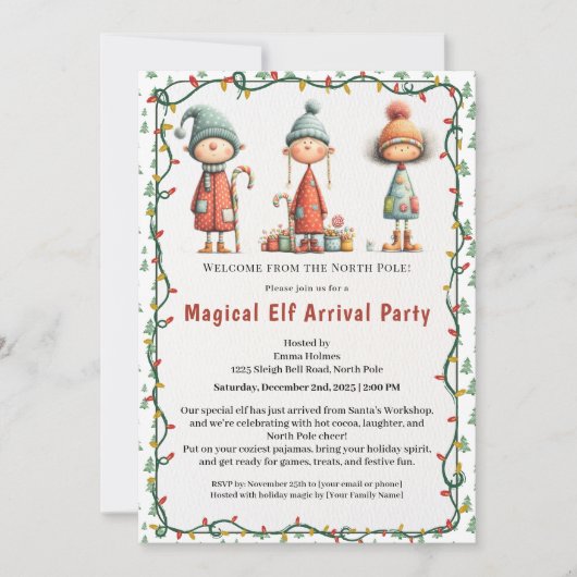 Welkom Elf Feest | Aankomst Viering Noordpool Kaart (Voorkant)