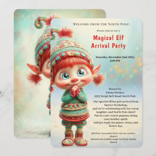 Welkom Elf Feest | Aankomst Viering Noordpool Kaart (Voorkant / Achterkant)