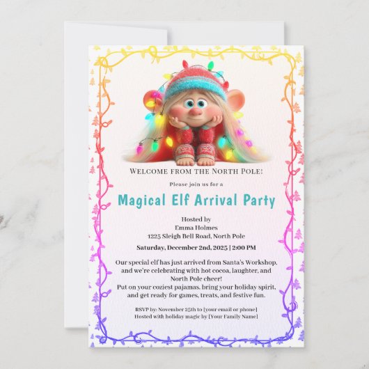 Welkom Elf Feest | Aankomst Viering Noordpool Kaart (Voorkant)