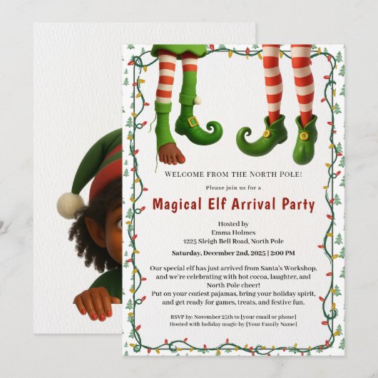 Welkom Elf Feest | Aankomst Viering Noordpool Kaart (Voorkant / Achterkant)