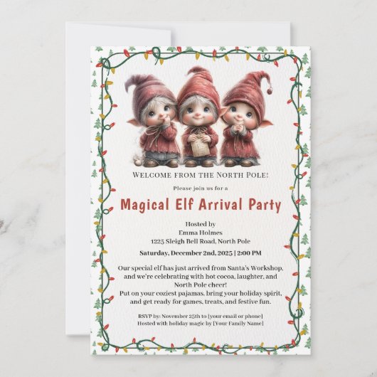 Welkom Elf Feest | Aankomst Viering Noordpool Kaart (Voorkant)