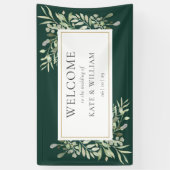 Welkom Emerald Greenery Foliage Wedding Spandoek (Verticaal)