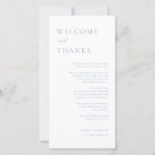 Welkom en Bedankt Dusty Blue Bedankt Place Card (Voorkant)