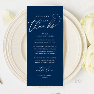 Welkom en Bedankt, Modern Dinner Bedankt Card Programmakaart