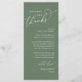 Welkom en Bedankt, Plaatsinstelling Dank u kaart (Voorkant)