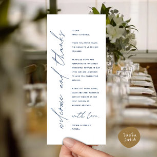 Welkom en Bedankt Trouwdiner Bedankt Card Programmakaart