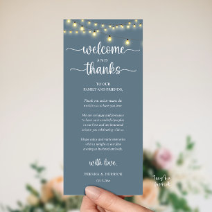 "Welkom en Dank" Rustieke Ontvangst Gastkaart Programmakaart