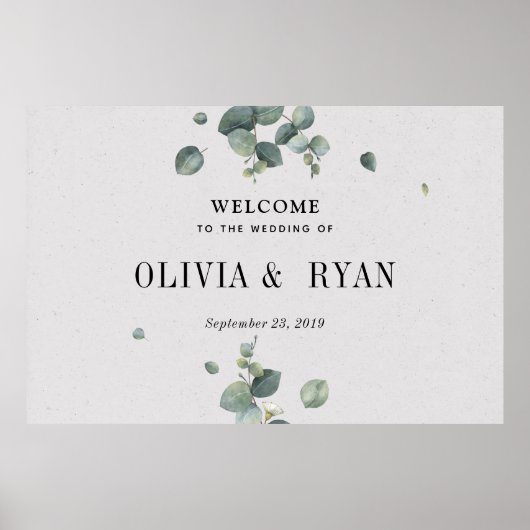Welkom Eucalyptus Branch Wedding Poster (Voorkant)