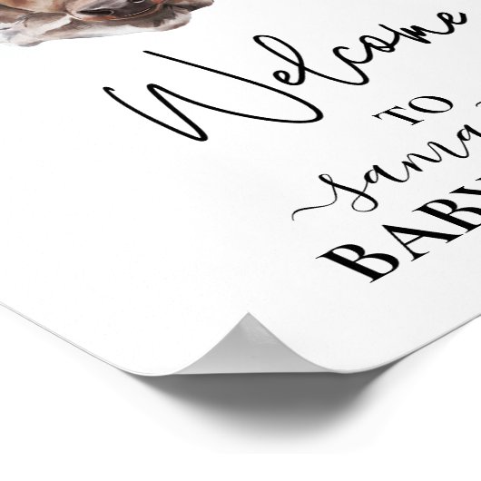 Welkom Eucalyptus Koe Calf Baby shower Poster (Hoek)