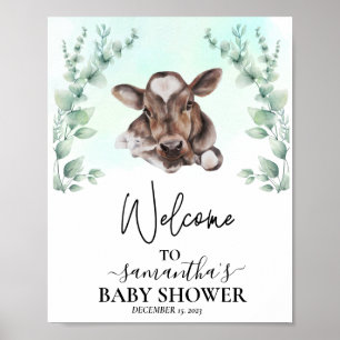 Welkom Eucalyptus Koe Calf Baby shower Poster