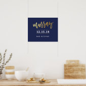 WELKOM EVENT POSTER faux gold name on marine (Keuken)
