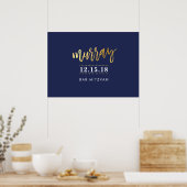 WELKOM EVENT POSTER faux gouden naam marine 28x20 (Keuken)