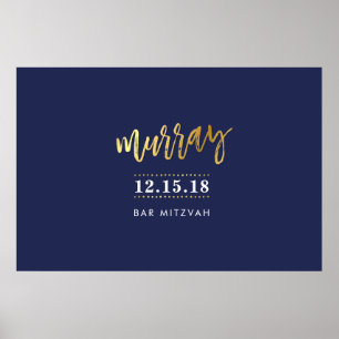 WELKOM EVENT POSTER faux gouden naam marine 36x24