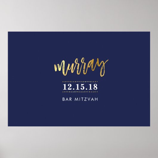WELKOM EVENT POSTER faux gouden naam marine 36x24 (Voorkant)