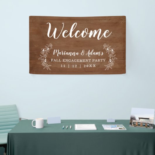 Welkom Fall Wedding Engagement Party Wood Spandoek (Beurs)