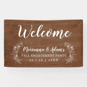 Welkom Fall Wedding Engagement Party Wood Spandoek