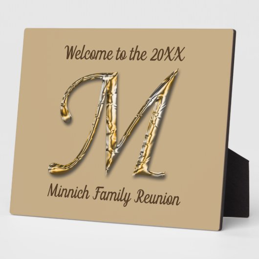 Welkom familie reunion Gold Letter M Monogram Fotoplaat (Zijkant)