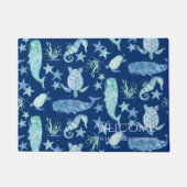 Welkom Familienaam Beach Whale Turtle Seahorse Deurmat (Voorkant)