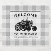 Welkom Familienaam Boerderij Tractor White Play La Likeurfles Etiket (Enkel label)