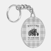 Welkom Familienaam Boerderij Tractor White Play Ro Sleutelhanger (Voorkant Links)