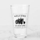 Welkom familienaam boerderij tractor wit getint glas (Voorkant)