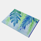 Welkom familienaam Modern Tropische Leaf Leaves Deurmat (Schuin)