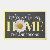 Welkom familienaam wit daisy grijs deurmat (Voorkant)