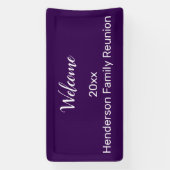 Welkom Familiereünie Donker Paarse Witte Jouw naam Spandoek (Verticaal)