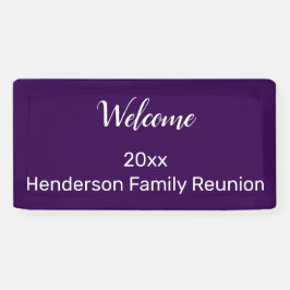 Welkom Familiereünie Donker Paarse Witte Jouw naam Spandoek