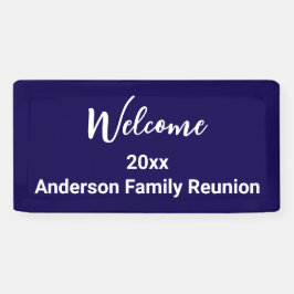 Welkom Familiereünie Donkerblauw Wit met Naam Spandoek