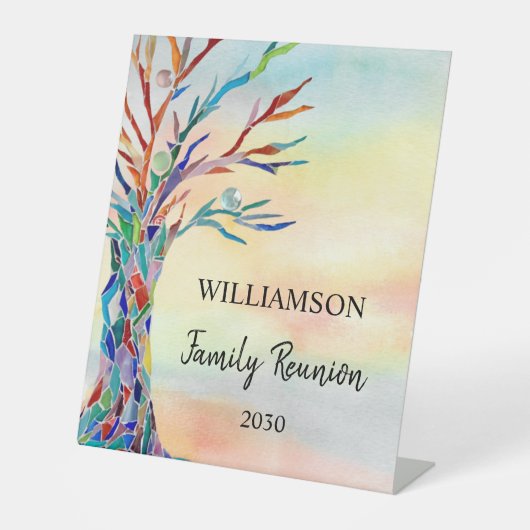 Welkom familiereünie reclamebord met voetstuk (Voorkant)