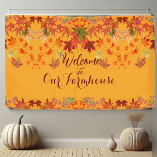 Welkom Farmhouse - Alle kleuren Maple Leaves herfs Spandoek