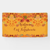 Welkom Farmhouse - Alle kleuren Maple Leaves herfs Spandoek (Horizontaal)