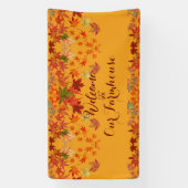 Welkom Farmhouse - Alle kleuren Maple Leaves herfs Spandoek (Verticaal)