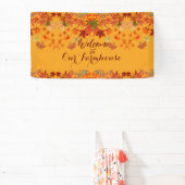 Welkom Farmhouse - Alle kleuren Maple Leaves herfs Spandoek (Insitu)