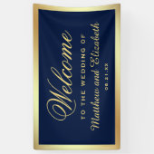 Welkom Faux Gold Foil Blue Weddenschap Spandoek (Verticaal)