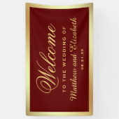 Welkom Faux Gold Foil Red Weddenschap Spandoek (Verticaal)