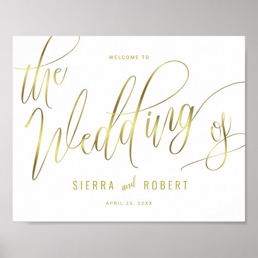 Welkom Faux Gold Hand Lettered Script voor bruilof Poster (Voorkant)
