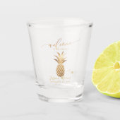 Welkom Faux Gold Pineapple Shot Glas (Voorkant)