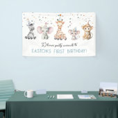 Welkom feest dieren safari jongen verjaardag spandoek (Beurs)