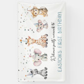 Welkom feest dieren safari jongen verjaardag spandoek (Verticaal)