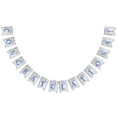 Welkom feest Stofblauw Aquarel Ivoren Bloemen Vlaggetjes (Alle)