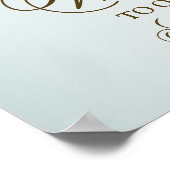 Welkom Feest Turquoise Witte Bloem Gouden Bladeren Poster (Hoek)