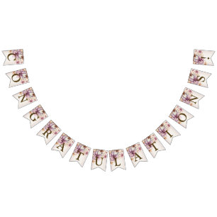 Welkom Feest Waterverf Boho Roze Bloemen Elegant Vlaggetjes