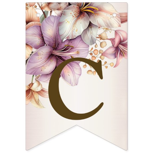 Welkom Feest Waterverf Boho Roze Bloemen Elegant Vlaggetjes (Eerste vlag)